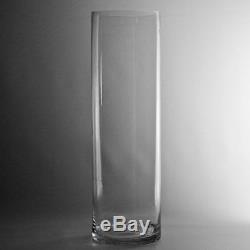 4d Clear Cylinder Glass Vase / Candle Holder Wholesale Lot 4x14h 12 pieces
