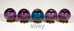 (5) 50's Gunnar Ander Lindshammar Candle Holder Sweden Purple, Blue Glass Brass