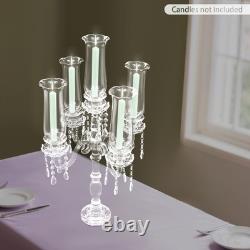 5-Arm Clear Glass Candle Holder Tabletop Candle Holder for Wedding Party 4572cm
