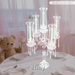 5-Arm Clear Glass Candle Holder Tabletop Candle Holder for Wedding Party 4572cm