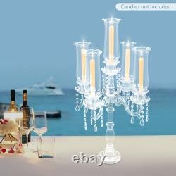5-Arm Clear Glass Candle Holder Tabletop Candle Holder for Wedding Party 4572cm