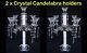 5 Arm Crystal Candelabra Droplets Glass Candle Dinner Holder T Light Stand X 2