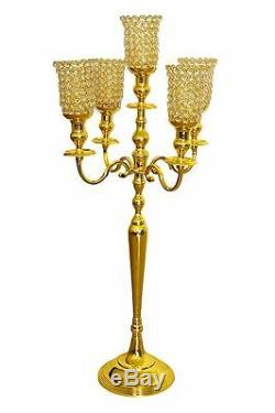 5 Arm Gold Crystal Candelabra Votive Candle Holders Wedding Centerpieces 102CMS