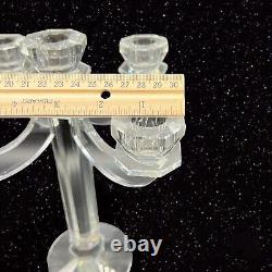 5 Arms Crystal Candle Holder Candelabra Clear Glass Tall Vintage 10.5T 7.5W