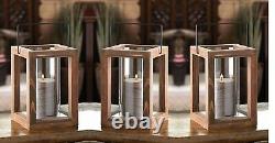 5 Bulk Lot Brown Wood Framework Candle Holder Lantern Wedding Table Centerpiece