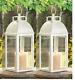 5 Distressed Pearl White Shabby Candle Lantern Holder Wedding Table Centerpiece
