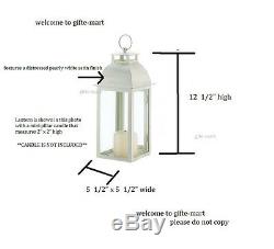 5 Distressed pearl WHITE shabby Candle Lantern holder wedding table centerpiece