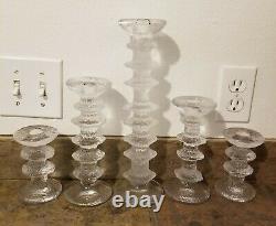 5 MCM Iittala Finland Timo Sarpaneva Glass Festivo Candle Holders 8 5 4 2 Rings