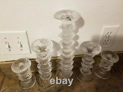 5 MCM Iittala Finland Timo Sarpaneva Glass Festivo Candle Holders 8 5 4 2 Rings