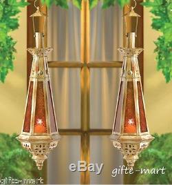 5 Moroccan 23 tall gold amber teardrop hanging Lantern Candle holder wedding
