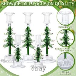 5 Pcs Christmas Tree Taper Candle Holder 6In 9In Tall Christmas Glass Candles