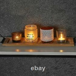 5 Pcs Glass Tealight Candle Holders Set With Long Wooden Display Tray Home Décor