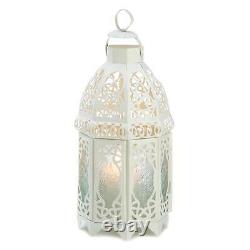 5 White Moroccan 12 shabby lace Candle holder lantern wedding table centerpiece