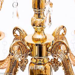 5 arms 24inch metal floor candle holders curve Style Gold color Crystal Glass