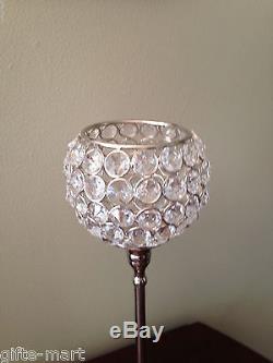5 bulk crystal clear PRISM chandelier 13 TALL candlestick wedding Candle holder