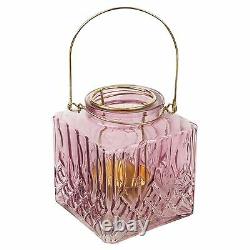 5x Tea Light Candle Holder Square Romantic Wedding Pool Night Sun Glass Coloured
