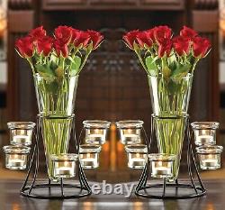 6 Black Candelabra Candle Holder Flower Vase Floral Wedding Table Centerpieces