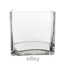 6 Clear Glass Cube Vase Square Candle Holder Wedding Floral Decor 12 pcs