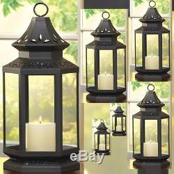 6 LARGE Black Lantern Elegant Candle Holder Wedding Centerpieces 16 Tall