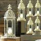 6 Large Distressed Lantern 15.8 Tall White Candle Holder Wedding Centerpieces