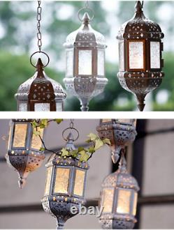 6 Pcs Hanging Candle Lantern Moroccan Chandelier Retro Candle Holder Moroccan Vi