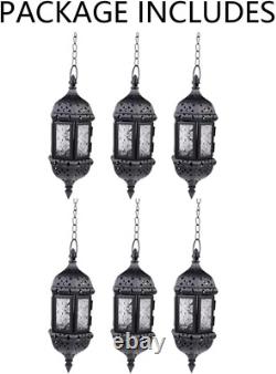 6 Pcs Hanging Candle Lantern Moroccan Chandelier Retro Candle Holder Moroccan Vi