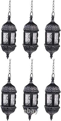 6 Pcs Hanging Candle Lantern Moroccan Chandelier Retro Candle Holder Moroccan Vi