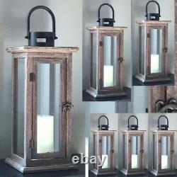 6 Rustic Wood Candle Lantern Large Tall Candleholder Wedding Centerpieces