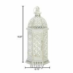 6 White 15 Distressed Shabby Whitewashed Moroccan Candle Holder Lantern Lamp