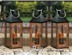 6 large brown wood & metal 20 tall Candle holder Lantern wedding decorations