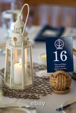 6 lot WHITE nautical LIGHTHOUSE 12 Candle holder Lantern wedding centerpiece