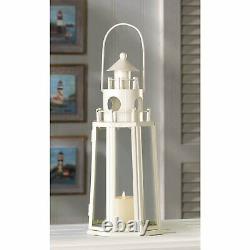 6 lot WHITE nautical LIGHTHOUSE 12 Candle holder Lantern wedding centerpiece