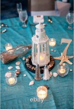 6 lot WHITE nautical LIGHTHOUSE 12 Candle holder Lantern wedding centerpiece