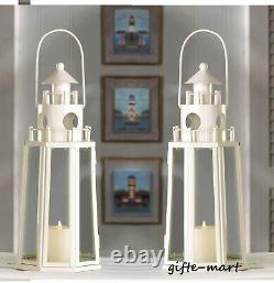 6 lot WHITE nautical LIGHTHOUSE 12 Candle holder Lantern wedding centerpiece