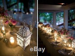 6 lot white Moroccan scrollwork Lantern Candle holder wedding table centerpiece