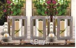 6 nautical gray driftwood wood Candle holder Lantern wedding table centerpiece