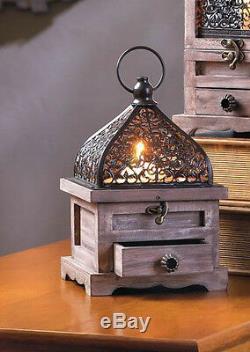 6 rustic brown wood metal cage Moroccan Candle holder Lantern wedding decoration