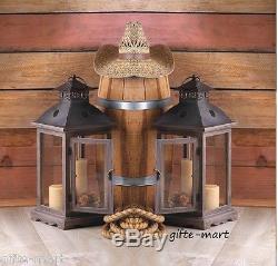 6 rustic wood & metal 18 tall Candle holder Lantern wedding table centerpiece