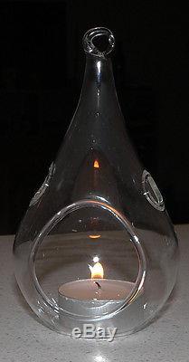 60 Glass Tear Drop Pear Shape Hanging Tealight Candle Holder Wedding 12cm BULK