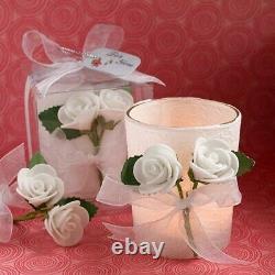 60 White Rose Candle Wedding Bridal Shower Party Favors