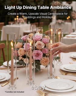 60PCS Hurricane Candle Holders Clear Glass Cylinder Sleeves Wedding Decor