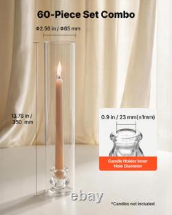 60PCS Hurricane Candle Holders Clear Glass Cylinder Sleeves Wedding Decor