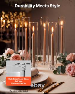 60PCS Hurricane Candle Holders Clear Glass Cylinder Sleeves Wedding Decor