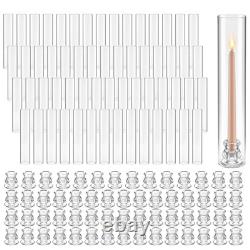 60PCS Hurricane Candle Holders Clear Glass Cylinder Sleeves Wedding Decor