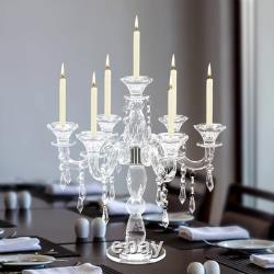 7 Arm Crystal Candlestick Holders Modern Clear Candelabra Centerpieces for Ta