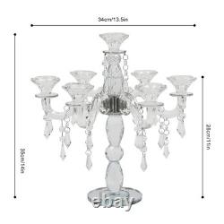 7 Arm Crystal Candlestick Holders Modern Clear Candelabra Centerpieces for Ta