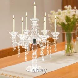 7 Arm Crystal Candlestick Holders Modern Clear Candelabra Centerpieces for Ta