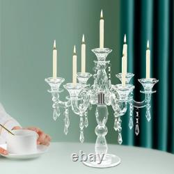 7 Arm Crystal Candlestick Holders Modern Clear Candelabra Centerpieces for Ta