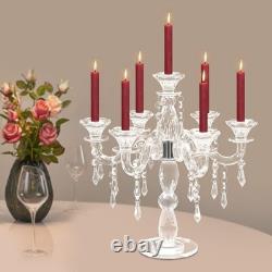 7 Arm Crystal Candlestick Holders Modern Clear Candelabra Centerpieces for Ta