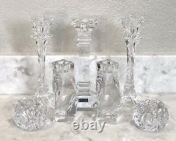 7 Crystal Candle Holders Mixed Lot Christmas Wedding Centerpiece Candlesticks